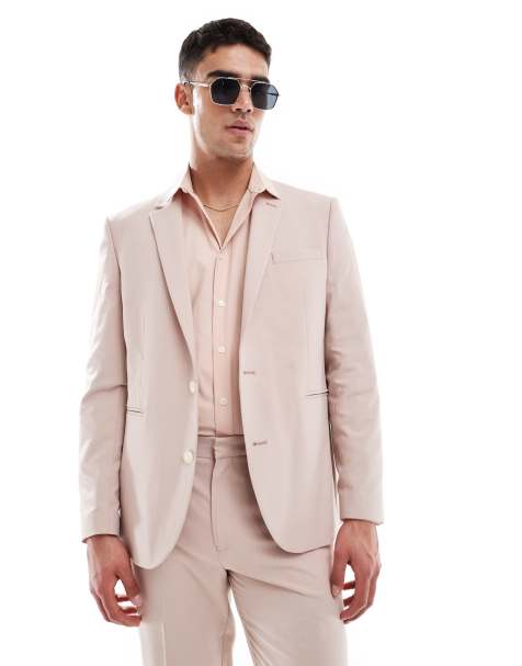 ASOS DESIGN - Regular-fit colbert in lichtroze - view 1