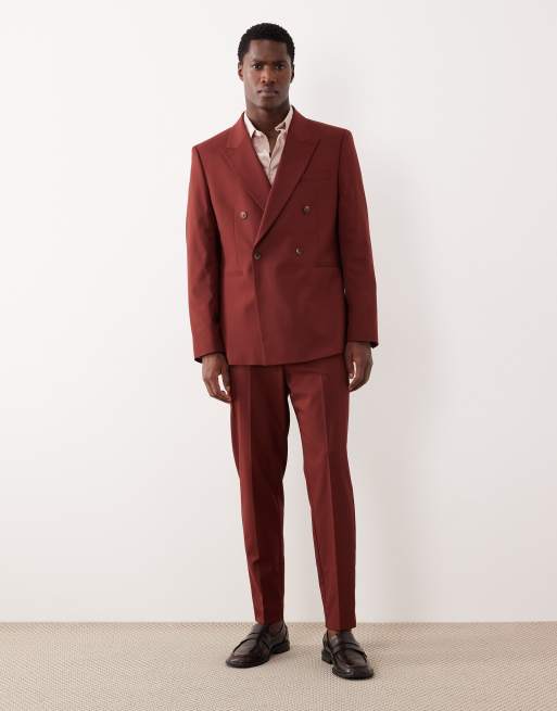 ASOS DESIGN - Regular-fit double breasted colbert in bordeauxrood, 2 van 5