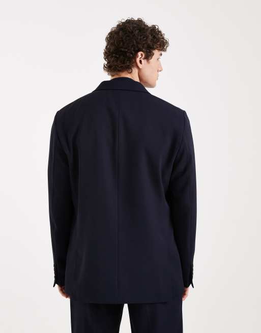 ASOS DESIGN - Regular-fit double breasted colbert met sjaalrevers in marineblauw, 3 van 5