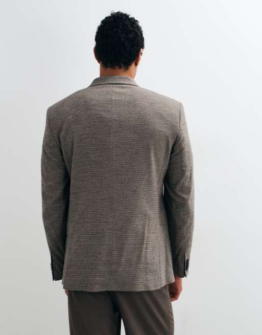 ASOS DESIGN regular fit dubbknäppt kavaj i brunt rutmönster, 5 av 5
