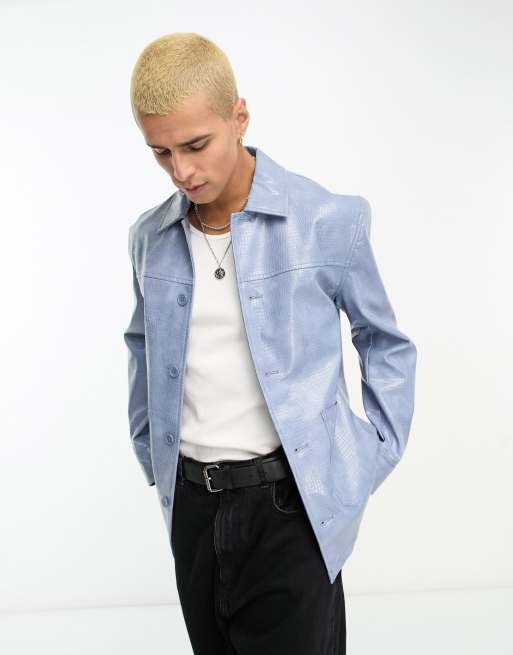 Light blue biker outlet jacket