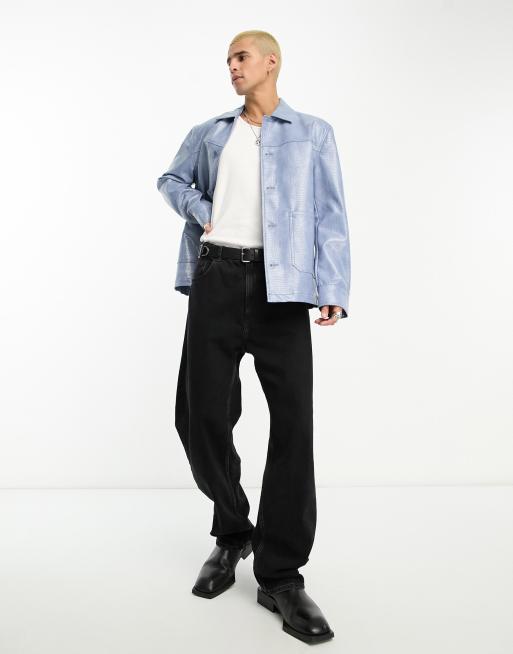 Asos Brand Faux Leather Bomber Jacket With Croc Effect, $85, Asos