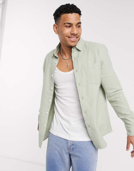 ASOS DESIGN - Regular-fit flanellen overhemd in groen