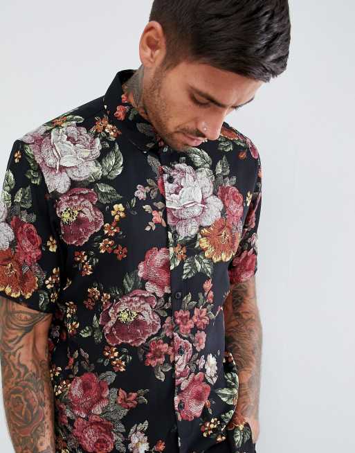 ASOS  ASOS DESIGN regular fit floral tapestry style shirt in