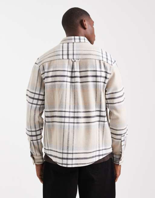 ASOS DESIGN - Regular-fit geruit overhemd in beige, 3 van 5