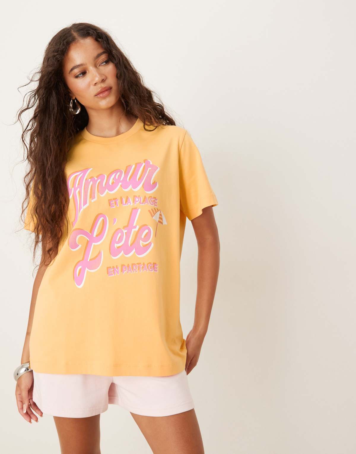 ASOS DESIGN regular fit graphic amour lete t-shirt in orange