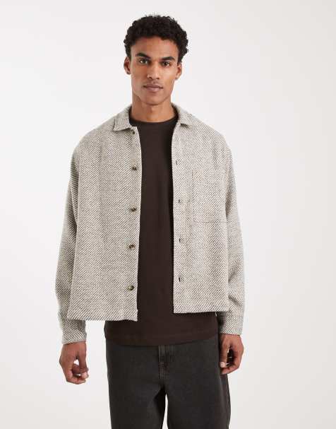 ASOS DESIGN – Regular-Fit-Hemdjacke aus Twill in Beige - view 1