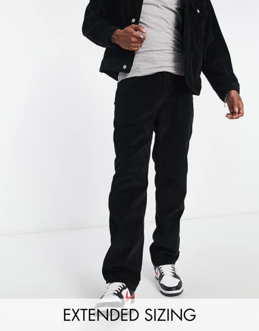 ASOS DESIGN - Regular-fit jeans van zwarte corduroy, deel van co-ord set