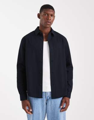 Asos Design Regular Fit Jersey Shirt In Blue