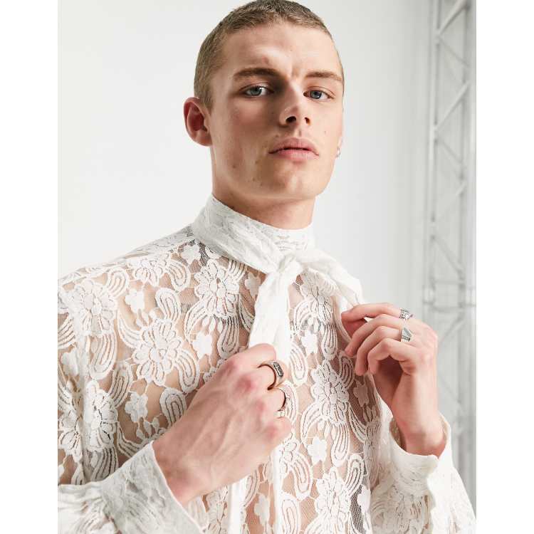 Regular Fit Lace Resort Shirt - Brown - Men