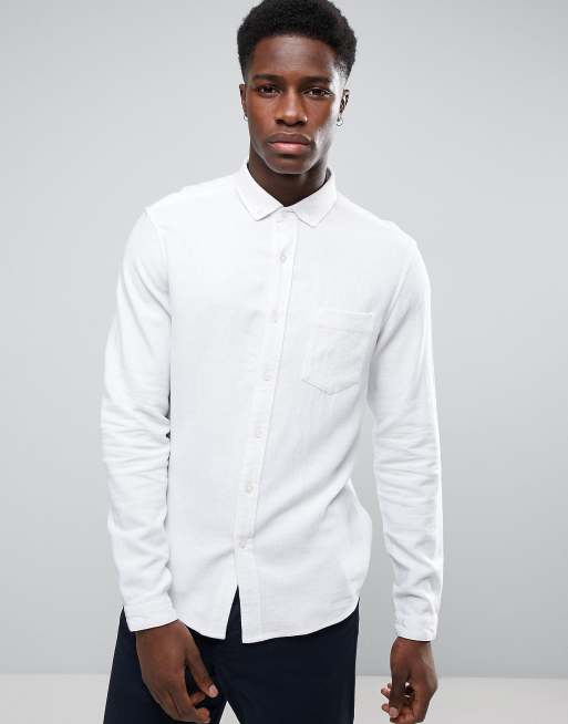 ASOS DESIGN - Regular-fit linnen overhemd met textuur in wit