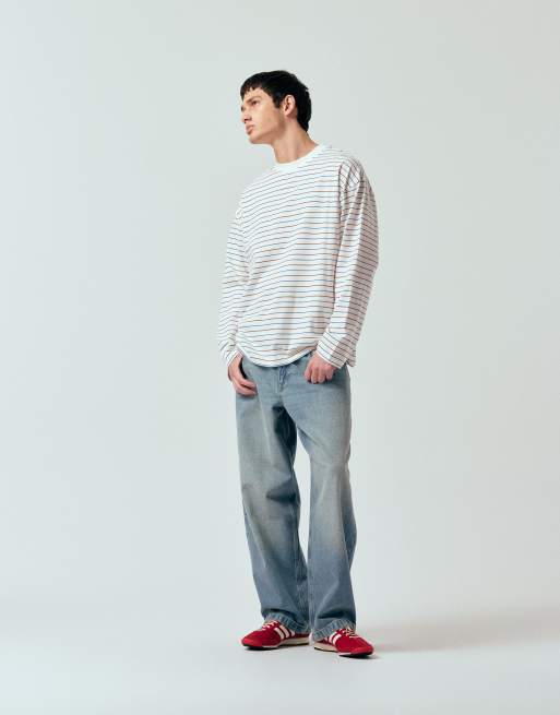 ASOS DESIGN regular fit long sleeve T-shirt in multi colored stripe, 3 of 5