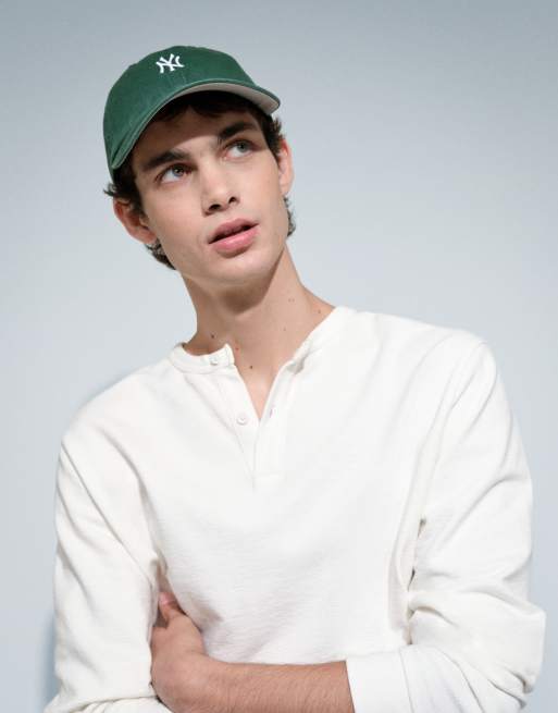 ASOS DESIGN regular fit long sleeve t-shirt with henley neck in cream texture, 3 of 7