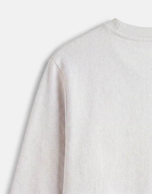 ASOS DESIGN regular fit long sleeve t-shirt with henley neck in cream texture, 7 of 7