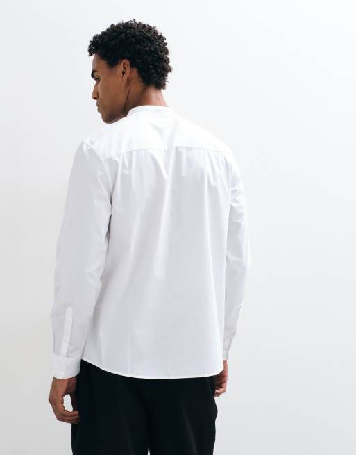 ASOS DESIGN regular fit mandarin collar shirt in white, 5 of 5