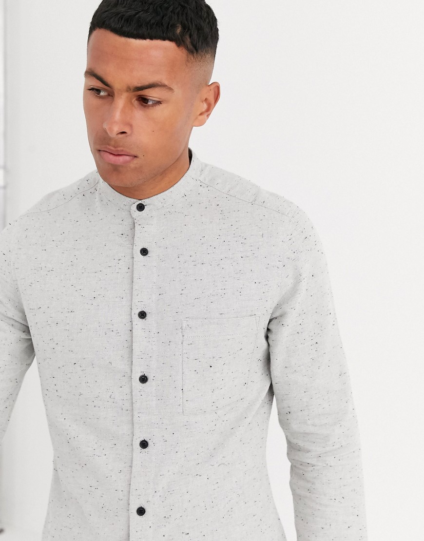 ASOS DESIGN - Regular-fit neppy flanellen overhemd in grijs