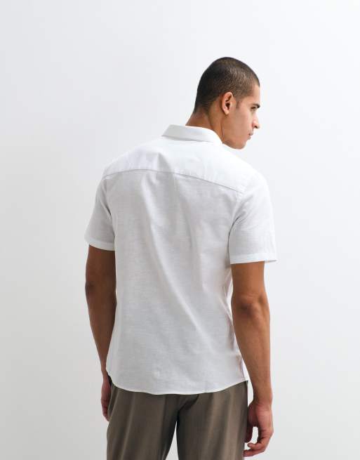 ASOS DESIGN - Regular-fit nette linnenmix overhemd in wit, 2 van 5