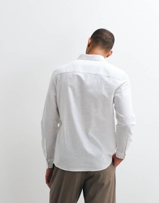 ASOS DESIGN - Regular-fit nette linnenmix overhemd in wit, 2 van 5