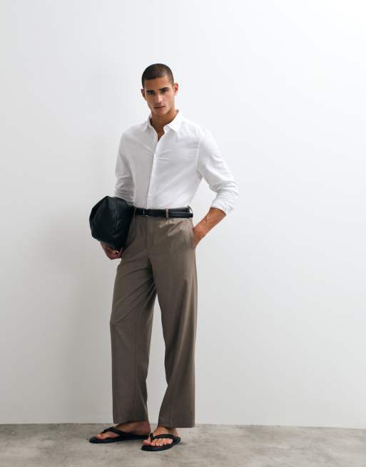 ASOS DESIGN - Regular-fit nette linnenmix overhemd in wit, 3 van 5