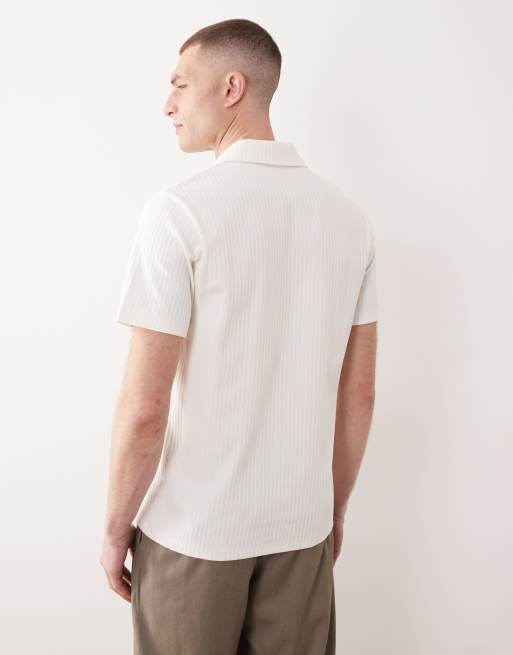 ASOS DESIGN regular fit notch polo in cream smart texture, 2 of 5
