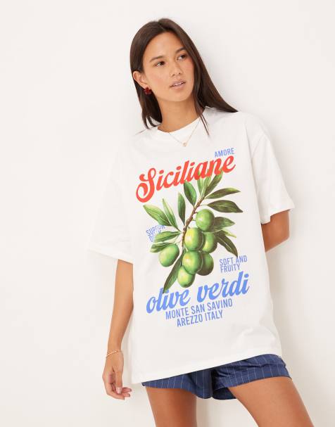 ASOS DESIGN regular fit olive verdi graphic t-shirt in white - view 1