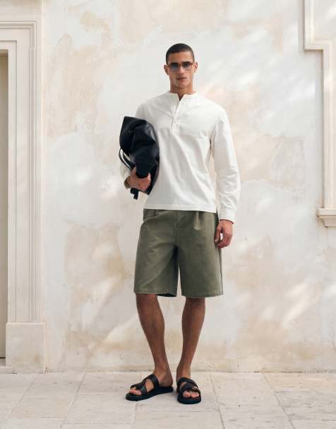 ASOS DESIGN regular fit overdel med henley-krave i råhvid - view 1