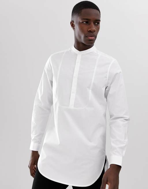 white bib front shirt