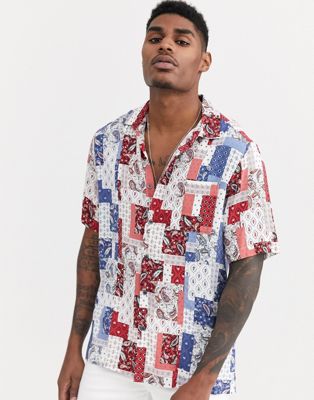ASOS DESIGN - Regular-fit overhemd in paisley 'mix and match'-print-Rood