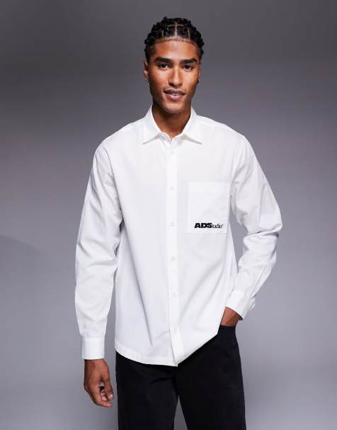 ASOS DESIGN - Regular-fit overhemd met borduursel in wit - view 1