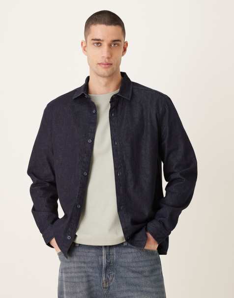 ASOS DESIGN - Regular-fit overhemd met lange mouwen in indigo denim - view 1