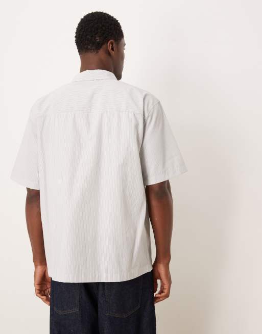 ASOS DESIGN - Regular-fit overhemd met reverskraag en strepen in lichtblauw, 3 van 5