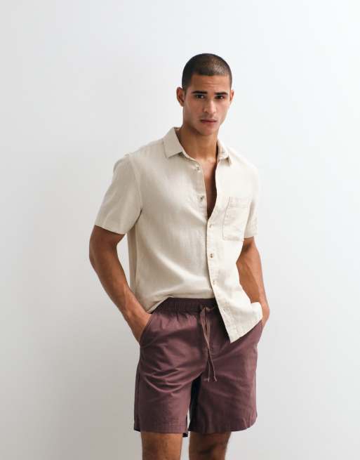 ASOS DESIGN - Regular-fit overhemd van linnenmix in beige, deel van co-ord set, 2 van 5