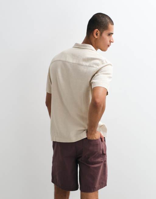 ASOS DESIGN - Regular-fit overhemd van linnenmix in beige, deel van co-ord set, 3 van 5