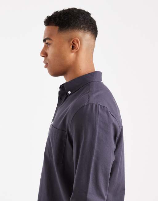 ASOS DESIGN - Regular-fit oxford overhemd in grijs, 4 van 5