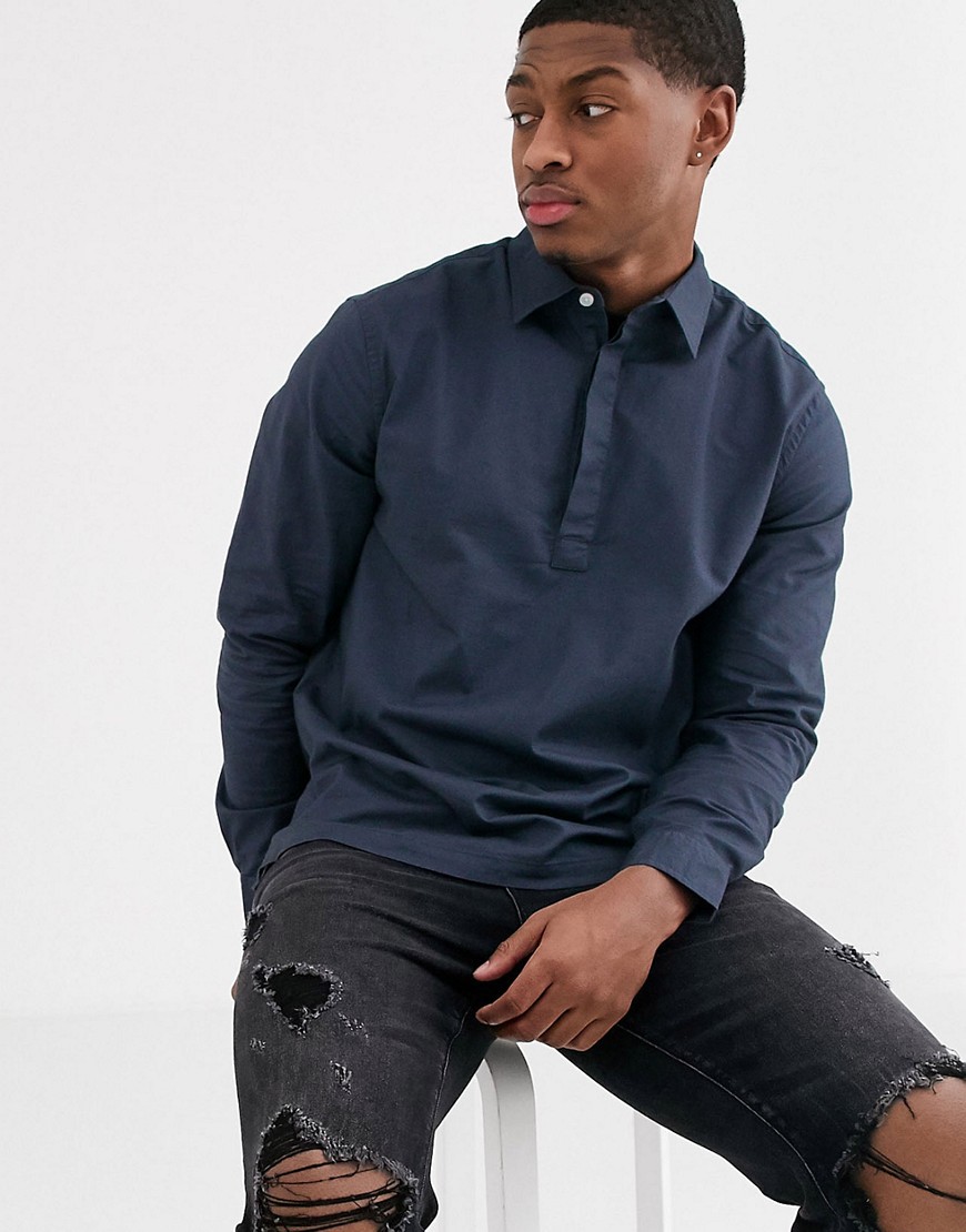 ASOS DESIGN - Regular-fit Oxford overhemd in marineblauw