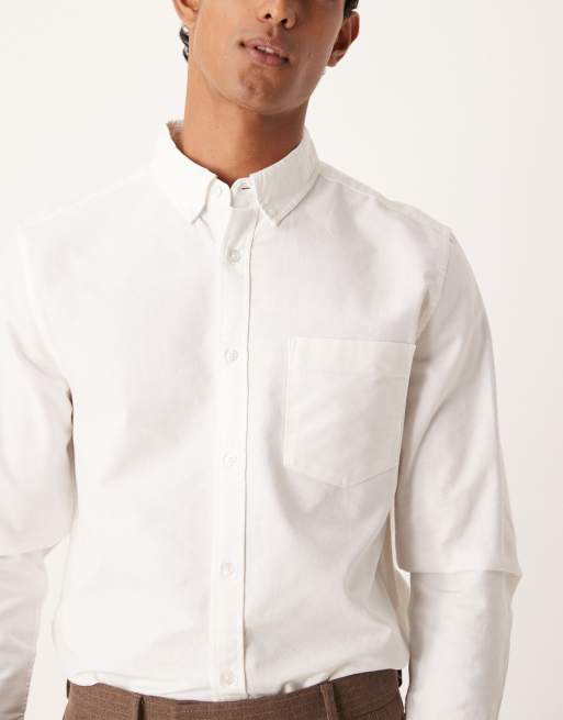 ASOS DESIGN - Regular-fit Oxford overhemd in wit, 4 van 5