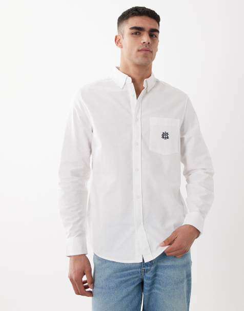 ASOS DESIGN - Regular-fit oxford overhemd met borduursel op de borst in wit - view 1