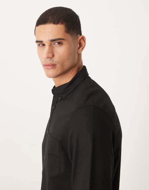 ASOS DESIGN regular fit oxford shirt in black, 4 of 5