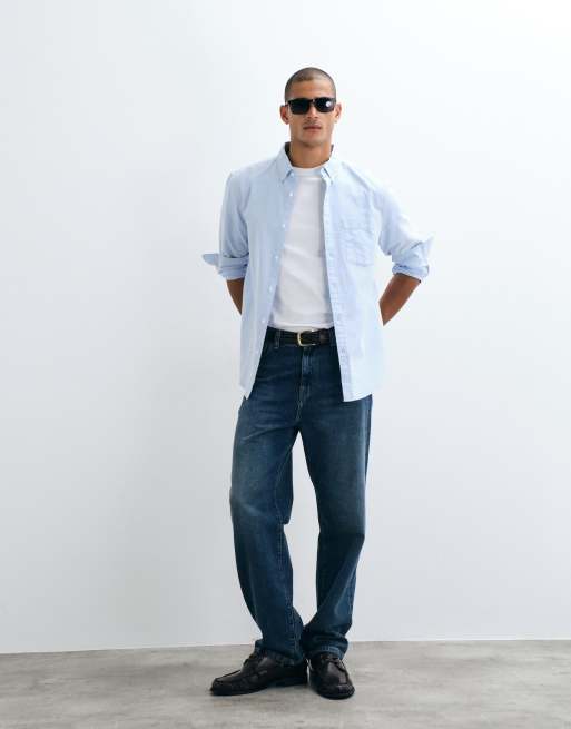 ASOS DESIGN regular fit oxford shirt in blue, 2 of 5