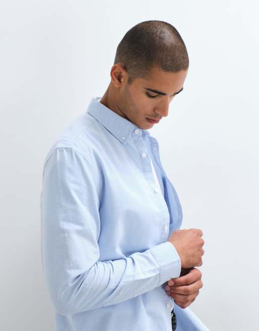 ASOS DESIGN regular fit oxford shirt in blue, 4 of 5