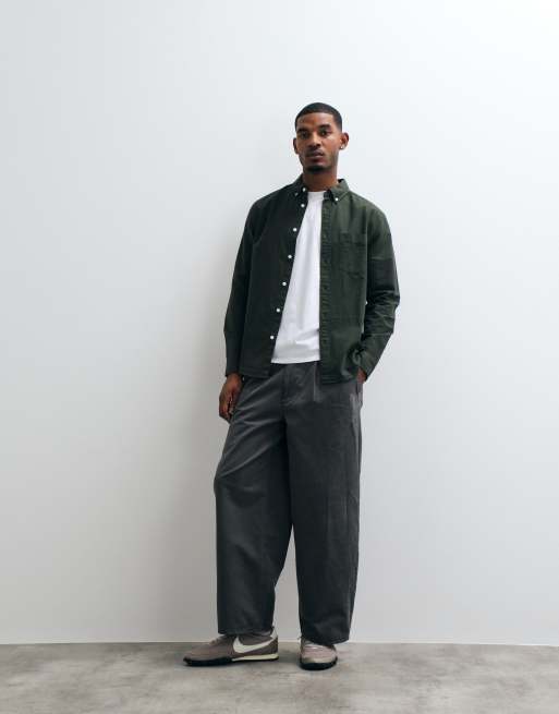 ASOS DESIGN regular fit oxford shirt in dark green, 3 of 5