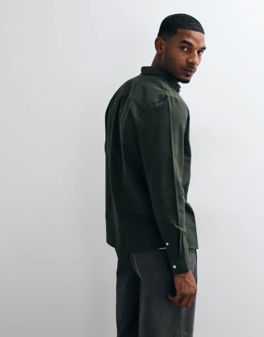 ASOS DESIGN regular fit oxford shirt in dark green, 4 of 5