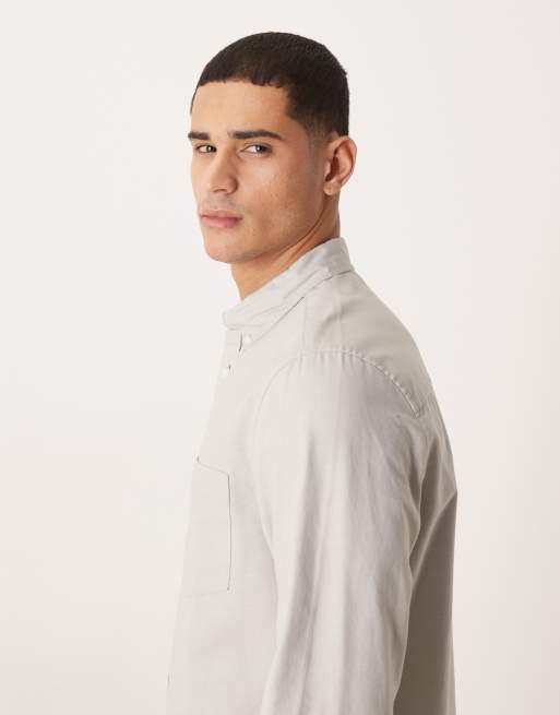 ASOS DESIGN regular fit oxford shirt in light gray, 4 of 5
