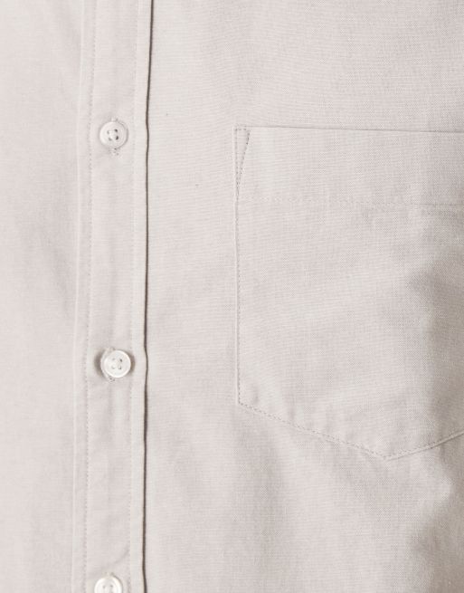 ASOS DESIGN regular fit oxford shirt in light gray, 5 of 5
