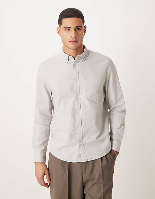 ASOS DESIGN regular fit oxford shirt in light grey