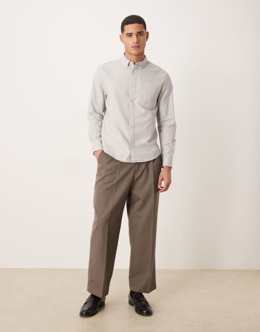 ASOS DESIGN regular fit oxford shirt in light grey, 2 of 5