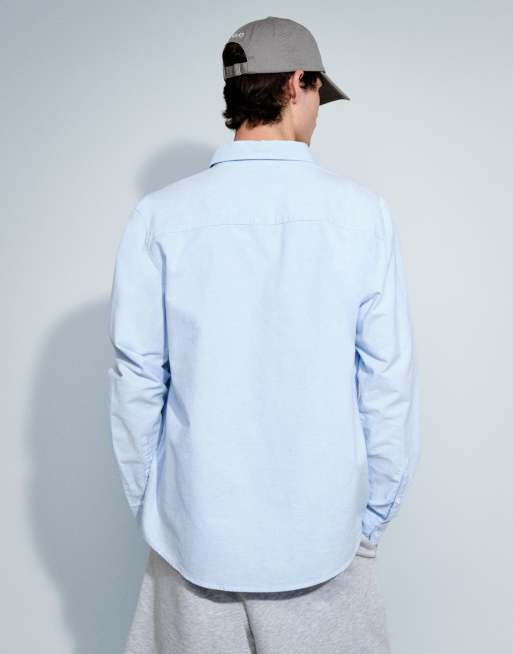 ASOS DESIGN regular fit Oxford shirt with chest embroidery in blue, 5 of 7