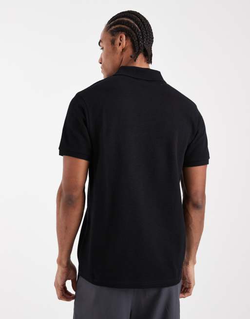 ASOS DESIGN regular fit polo in black texture, 5 of 5