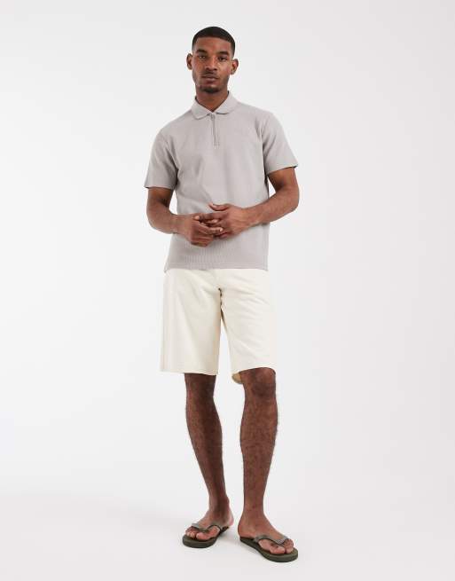 ASOS DESIGN - Regular-fit polo van zware stof met wafelstructuur in grijs, deel van co-ord set, 3 van 5