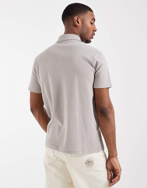 ASOS DESIGN - Regular-fit polo van zware stof met wafelstructuur in grijs, deel van co-ord set, 5 van 5
